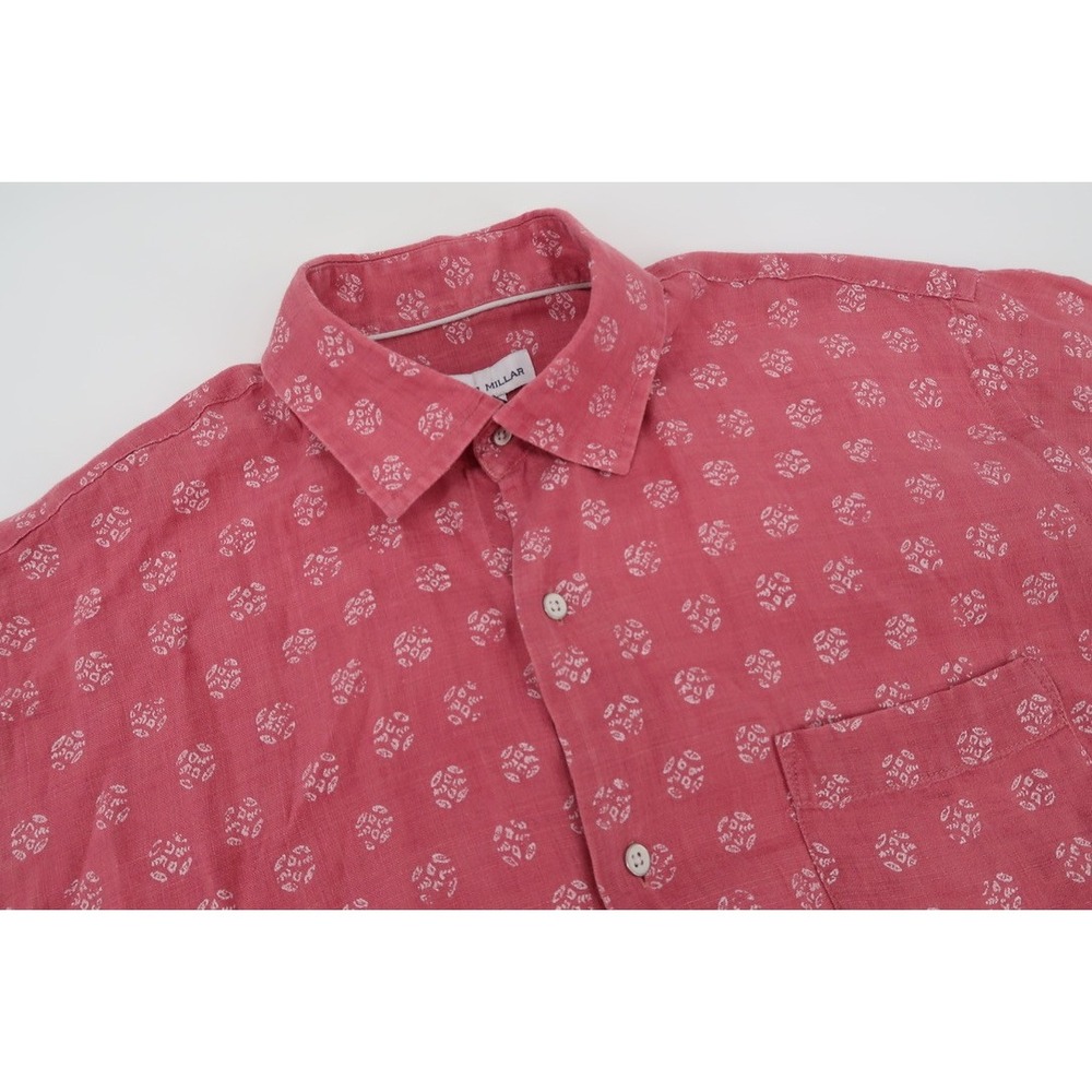 Peter Millar Kiva Beach Linen Sport Shirt Mens Medium Punch Red MS22W68CFS